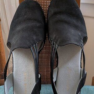 David Tate Nelly Black Nubuck Slingback Sandal 10M